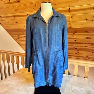 J. Jill Denim Women's Medium Wash Blue Anorak Chambray Denim Jacket Size Small